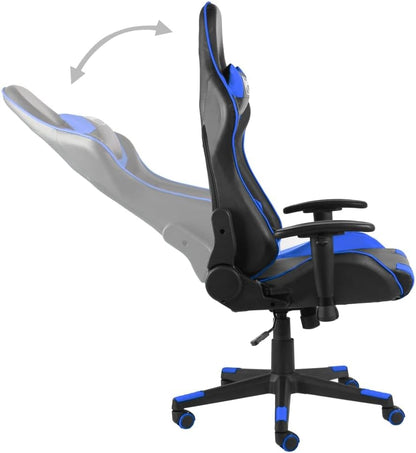Gamingstoel – Gamestoel – Bureaustoel – Draaistoel – Zwarte Blauw Design – Ergonomisch Met Nek- En Rugkussens – Verstelbare Hoogte En Rugleuning