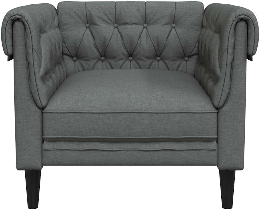 vidaXL Chesterfield Style Armchair Fabric Dark Grey Recliner Recliner Recliner Chair Arm Chair Armchair Lazy Chair TV Chair Recliner Chair - QUORE