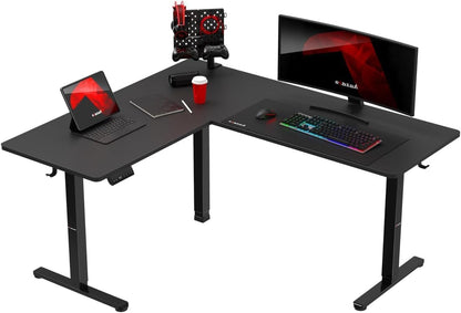 huzaro Hero 9.5 Motorcycle Desk, Height Adjustable, Corner Desk, Electric Standing Desk, 160 x 140 cm, L Shape, Changeable Left and Right, 3 Memory Control, Memo Board, Black - QUORE