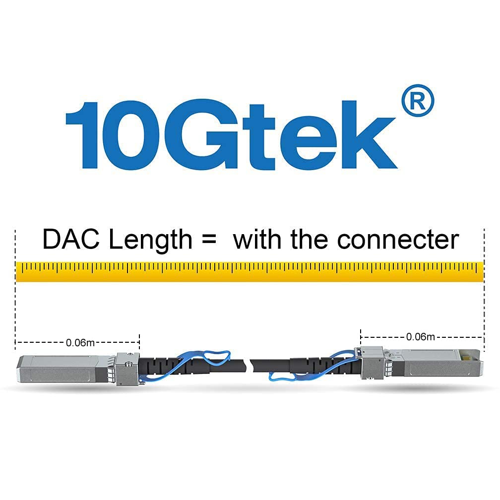 10Gtek [10 Pack] 10G SFP+ DAC Cable 0.5-Meter(1.6ft) - 10GBASE-CU Passive Direct Attach Copper Twinax SFP Cable for Cisco SFP-H10GB-CU0.5M, Netgear, D-Link, Mikrotik, ZTE and More