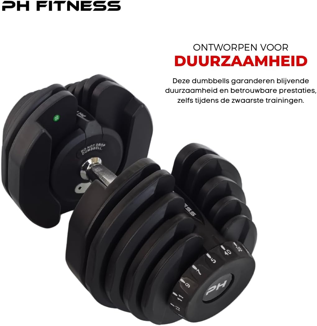 Adjustable Dumbbells 40kg Set – 2 Pieces | 17-in-1 Smart Adjustable Dumbbell 5–40kg | Professional Dumbbell Set for Home Gym | Space Saving Weights for Strength Training & Fitness - QUORE