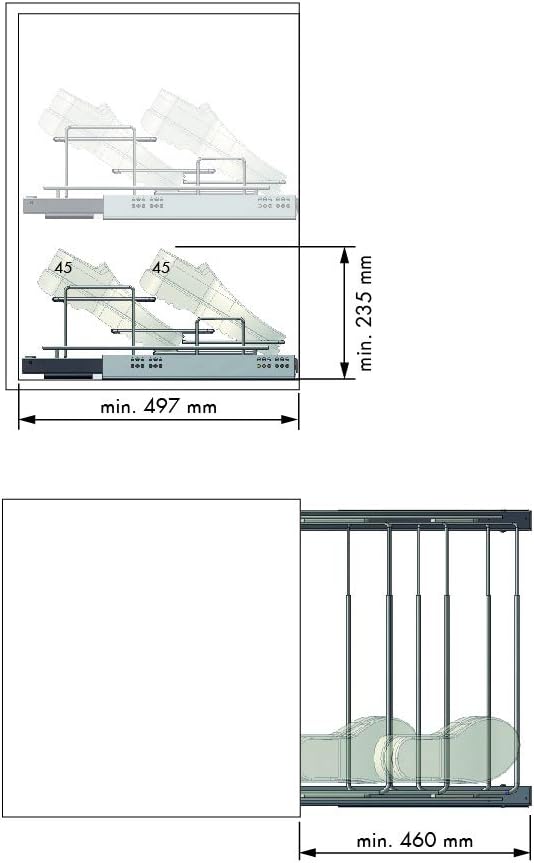 Menage Confort Uitschuifbaar schoenenrek, verchroomd staal, productbreedte 640-1000 mm