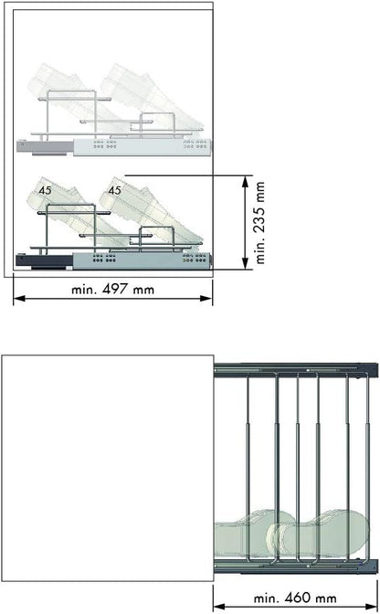 Menage Confort Uitschuifbaar schoenenrek, verchroomd staal, productbreedte 640-1000 mm