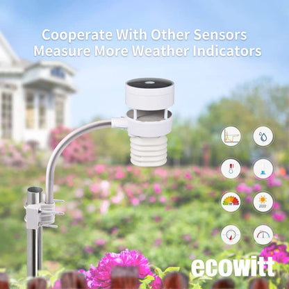 ECOWITT HP2553H WLAN-weerstation, 7-in-1 met 7 inch TFT-kleurendisplay, buitensensor WS80 met ultrasone windmeter + regenmeter WH40H + temperatuur- en vochtigheidssensor WN32