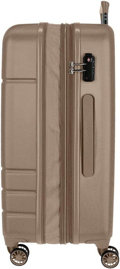 Movom Galaxy Kofferset, blauw, 55/68 cm, ABS, zijdelingse combinatiesluiting, 109 l, 6,56 kg, 4 dubbele wielen, handbagage, Beige, 40 x 55 x 20 cm, 48 x 68 x 27 cm, Set van 2 koffers