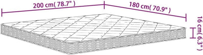 vidaXL Schuimmatras middelzacht 180x200 cm, tweepersoonsmatras, tweepersoons matras, matras schuimrubber, foam matras, matras schuim