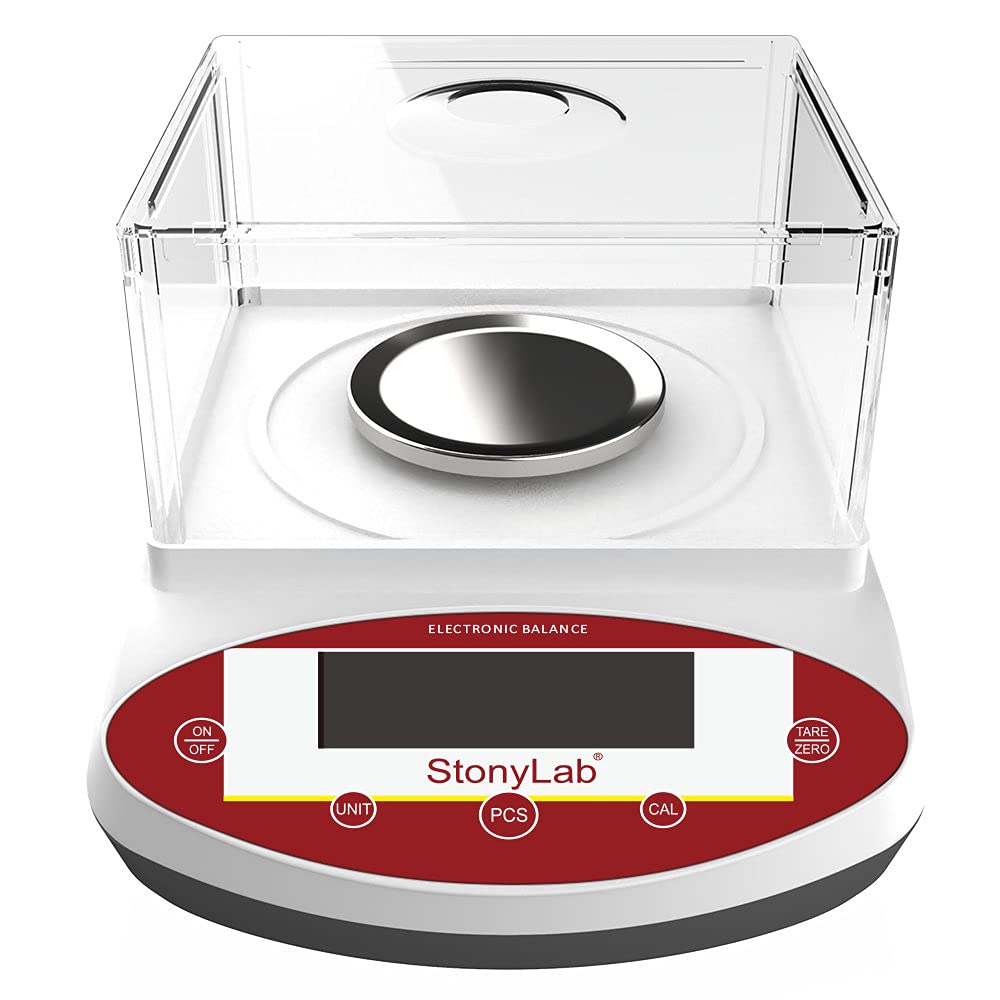 stonylab Analytische Elektronische Balans, 500 g x 0.01 g Laboratorium Schaal Precisie Analytische Balans Elektronische Schaal Sieraden Schaal met Schild en LCD Display, 220 V