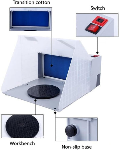Draagbare Airbrush Verf Spuitcabine Kit met 3 LED-lampjes Draaitafel en Filterslang voor Model Cake Craft Nail Speelgoed Deel Filter Slang Airbrush Spray Booth Kit voor Schilderen Model Craft