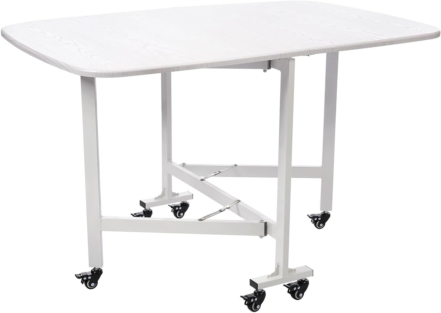 Klaptafel – Vouwtafel – Campingtafel – Inklapbare Tafel – Tuintafel – Wit – 120x80x75 cm – 6 Universele Wielen Met Rem