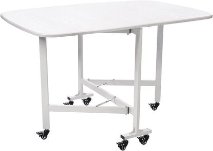 Klaptafel – Vouwtafel – Campingtafel – Inklapbare Tafel – Tuintafel – Wit – 120x80x75 cm – 6 Universele Wielen Met Rem