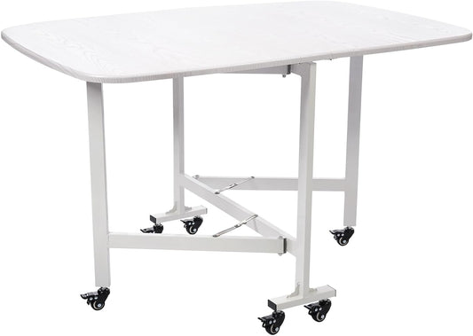 Klaptafel – Vouwtafel – Campingtafel – Inklapbare Tafel – Tuintafel – Wit – 120x80x75 cm – 6 Universele Wielen Met Rem