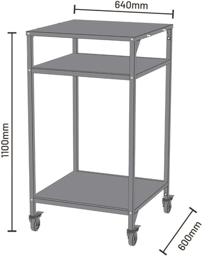 Cozze® | Hoge buitentafel H110 cm open zwart | Ideale hoogte voor pizzaoven | Vast onderblad | 4 zwenkwielen Ø75 mm | 4 ophanghaken | Gepoedercoat staal | Draagkracht 50 kg | Mobiel ontwerp