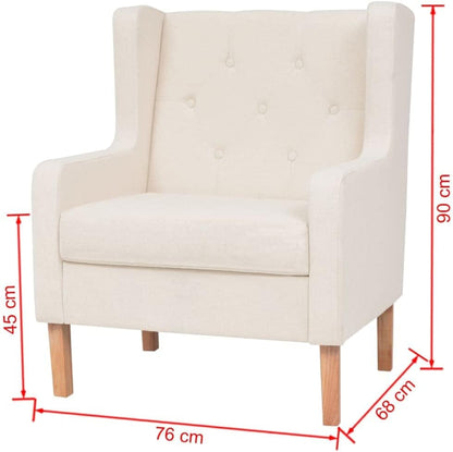 Fauteuil crèmewit stof fauteuil met kruk lounge stoel voor binnen kantoor