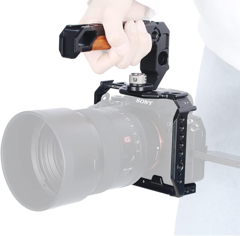 Volledige Camera Kooi,NICEYRIG A7 IV Aluminium Camera Kooi Kit Video Rig met Top Handvat voor Sony Alpha 7 IV/Alpha 7S III