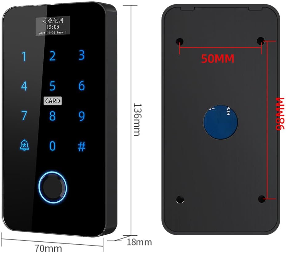 YAVIS Tuya WiFi Kit met Screen Vingerafdruk Access Controller IP68 Waterdichte Touch Keyboard RFID/IC Card Reader WG26/34180kg Elektrisch Magnetisch Slot, 3A Voeding, Deurbel, Knop