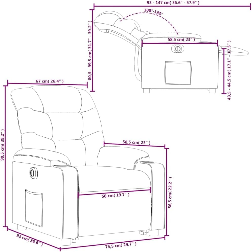 Elektrische Relaxfauteuil – Sta-Opstoel – Verstelbare Fauteuil – Elektrische Stoel – Relaxstoel – Liftfunctie – Verstelbare Rugleuning Tot 135 Graden – Wijnrood