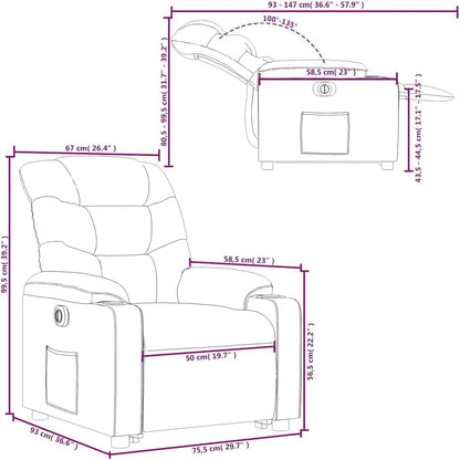 Elektrische Relaxfauteuil – Sta-Opstoel – Verstelbare Fauteuil – Elektrische Stoel – Relaxstoel – Liftfunctie – Verstelbare Rugleuning Tot 135 Graden – Wijnrood
