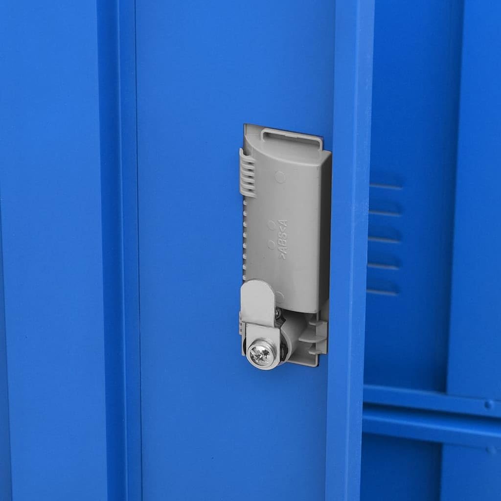 vidaXL Locker cabinet 90x45x92.5cm steel light grey and blue, locker cabinet, wardrobe, closet, locker cabinets, wardrobes, cupboards, office cabinet - QUORE