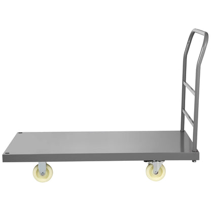 VEVOR Plateau Truck, 905kg Load Hand Truck, Transport Trolley with 125mm Castors, Load Surface 120x6cm Platform Cart, Foldable Industrial Trolley, Non-slip Coating Storage Trolley for Luggage Moving