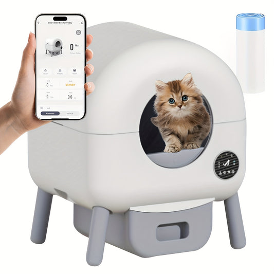 Automatische Kattenbak – Zelfreinigende Kattenbak – Elektrische Kattenbak – Kattenbak XXL – Kattenbak Rond – Infraroodsensoren & Zwaartekrachtsensoren – Stil & Met Anti-Knelfunctie