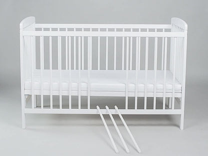 Cot JOSE White 120 x 60 cm - Cot with slatted frame 3 levels adjustable in height - Lacquered pine - QUORE