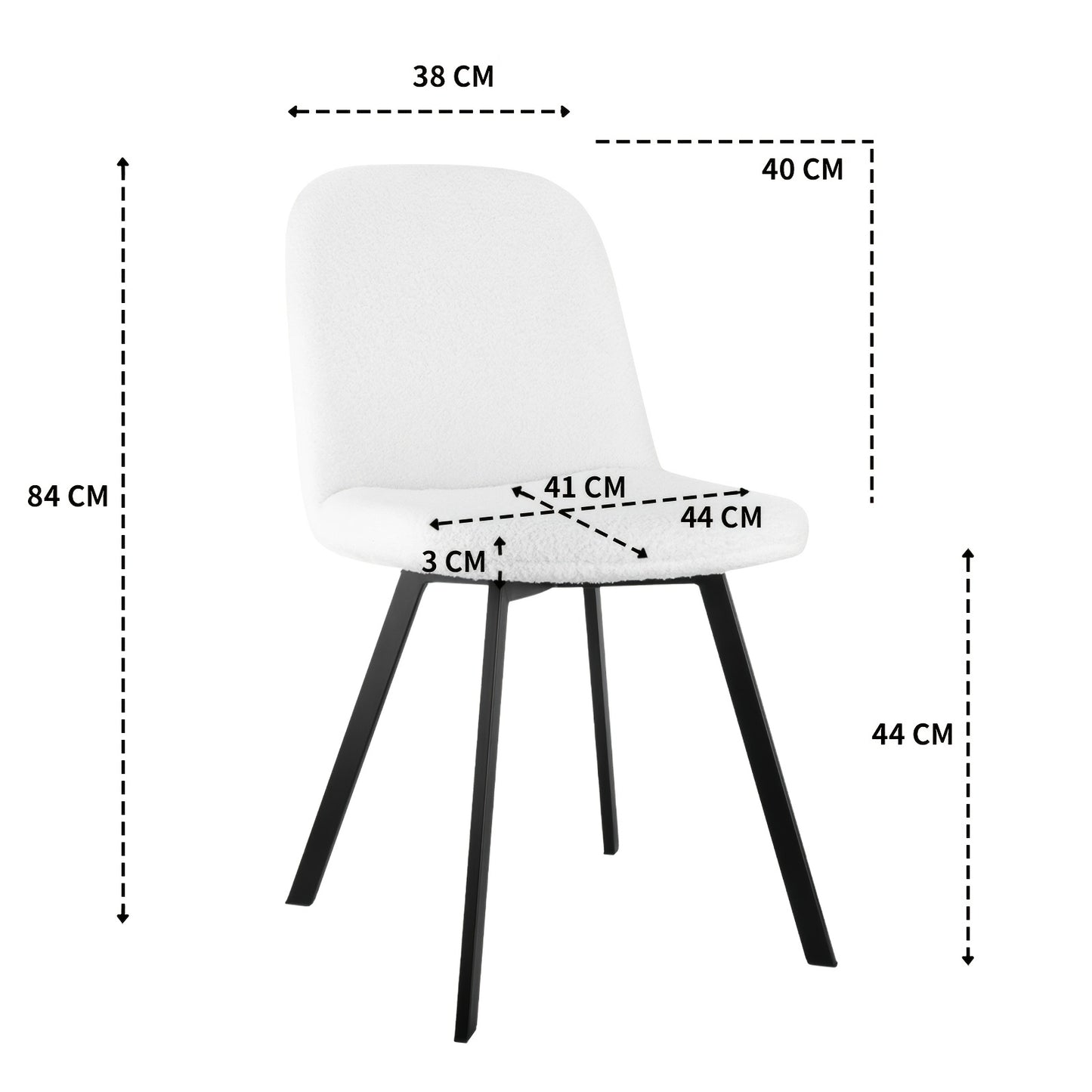 Teddy Plush Dining Chairs, Set Of 2, Softly Upholstered for All Season Comfort, with Sturdy Metal Frame