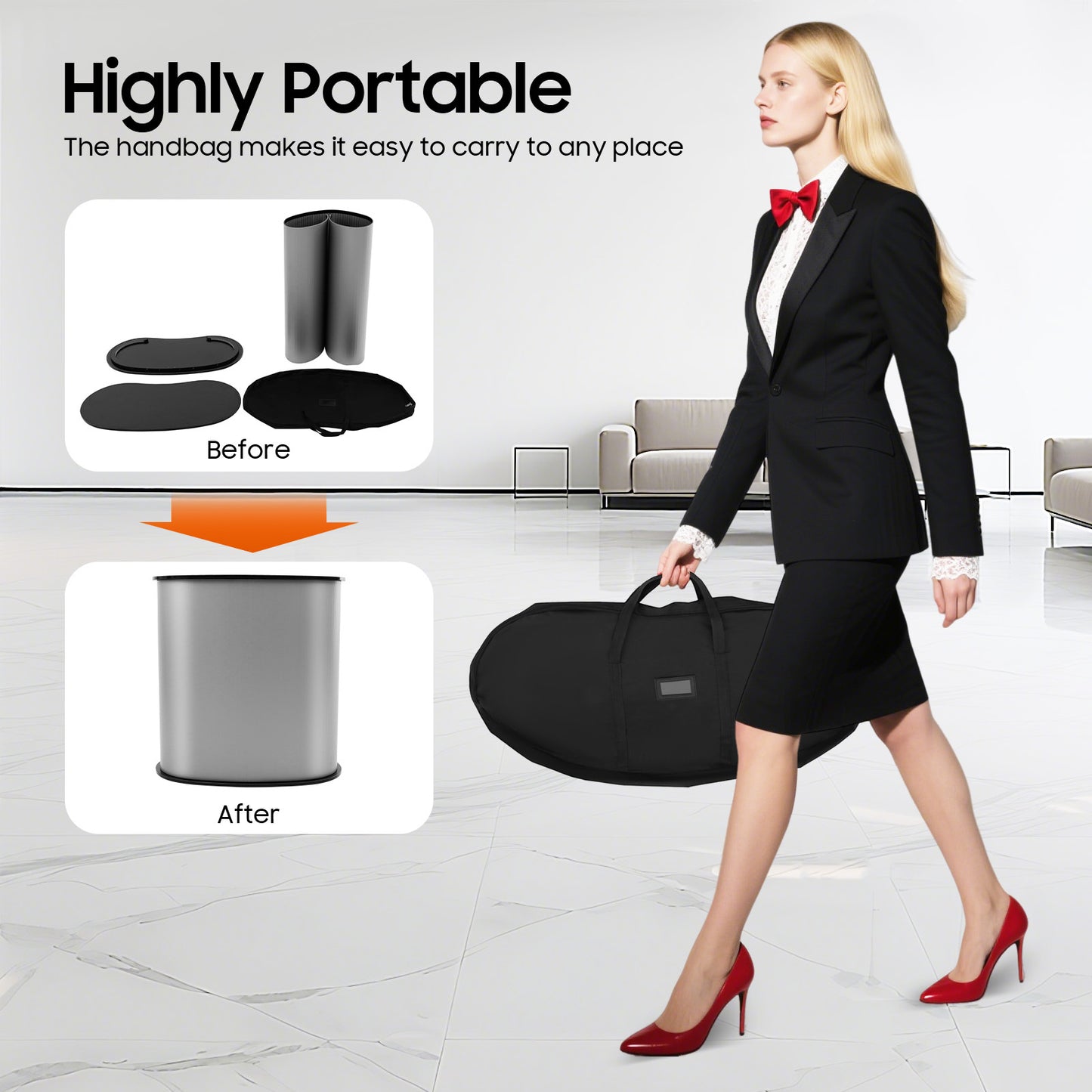 Black Detachable Service Counter with Carry Bag, Portable Plastic Lectern (49.9 KG Capacity) for Product Demonstrations & Business Meetings