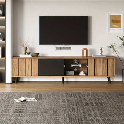 TV-meubel – Tv-kast – Lowboard – Mediameubel – Entertainmentmeubel – Natuurlijke Houttint Variant – 175 cm Breed – Geschikt voor 75 Inch TV