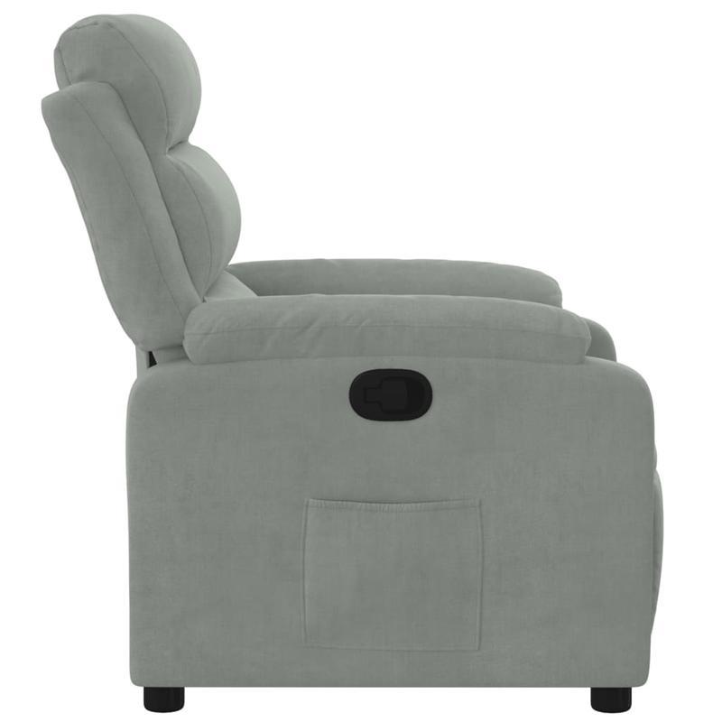 Fauteuil – Lounge Stoel – Zitsessel – Relaxzetel – Lichtgrijs – Handmatig Verstelbare Rugleuning – Stevig Hardhouten Frame