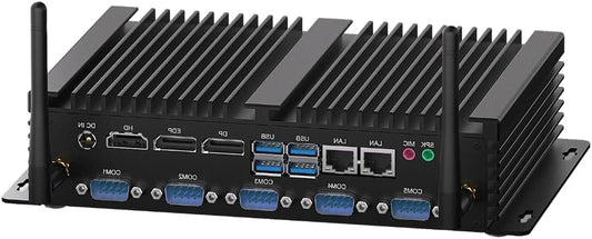 WEIDIAN Mini PC Industrial Fanless i5 8250U 8GB RAM 256GB SSD, Win11 Fanless Industrial Mini Desktop Computers 6xCOM(RS232+485), 4K 3xDisplays(HD+DP+EDP), 8USB, 2LAN, WiFi&BT Auto Power On - QUORE
