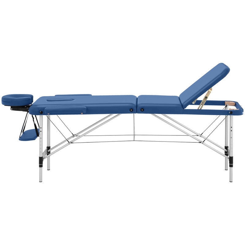 Massagetafel – Behandelbank – Massagebed – Therapiebed – Inklapbare Tafel – Aluminium Frame – Draagvermogen 180 kg – Verstelbare Hoogte 60-81 cm – Bordeauxblauw