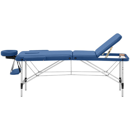 Massagetafel – Behandelbank – Massagebed – Therapiebed – Inklapbare Tafel – Aluminium Frame – Draagvermogen 180 kg – Verstelbare Hoogte 60-81 cm – Bordeauxblauw