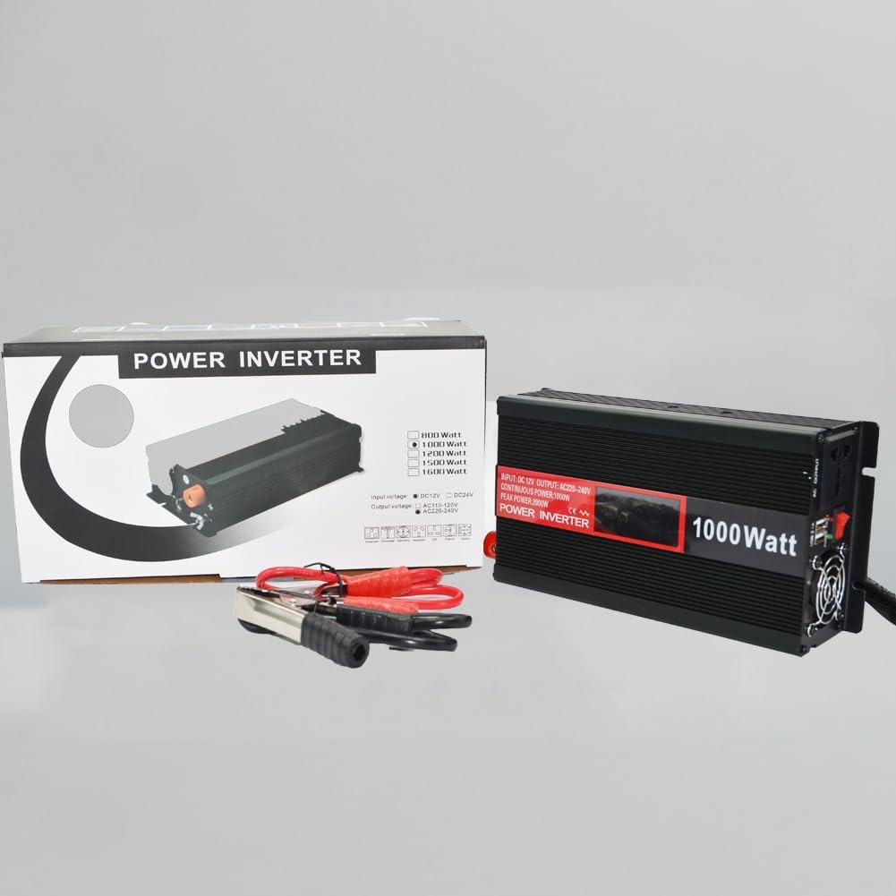SolaMr 800W Omvormer DC 12V naar AC 220V/240V met LCD-display en USB-oplaadpoorten Hoogfrequent omvormer voor op het voertuig gemonteerde systemen en kamperen in de wildernis, thuissystemen - 800W