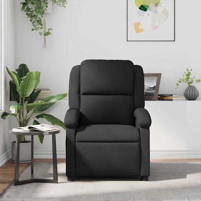 Relaxstoel – Tv-Stoel – Ligstoel – Fauteuil – Loungechair – Echt Zwart Leer – Handmatige Ligfunctie – Stevig Frame