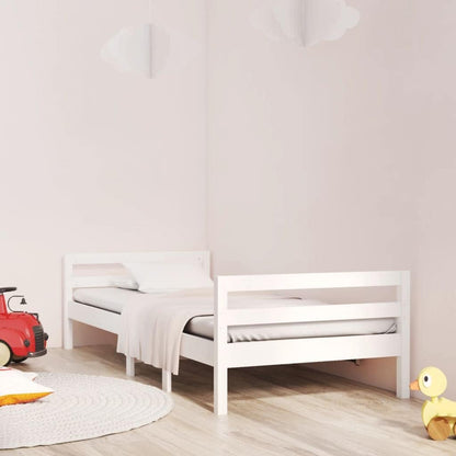 vidaXL Bedframe massief grenenhout wit 80x200 cm, eenpersoonsbed, ledikant, houten bedframe, bed, bedomranding, platformbed, bedbodem, pallet bed