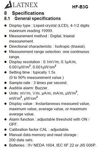 LATNEX HF-B3G Triple Axis HF RF Power Meter Analyseapparaat en Detector Meet EMF mobiele telefoons slimme meters-cell towers-magnetron-blouse-gekalibreerd gebruikt voor EMF Home inspections