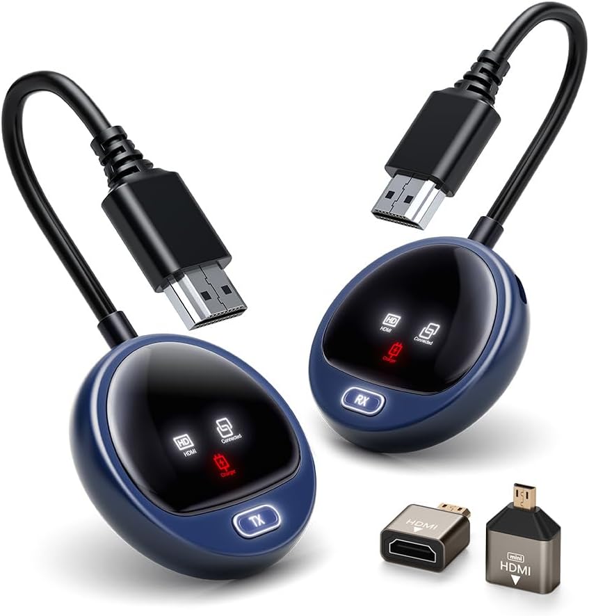 Draadloze HDMI 4K, HDMI Draadloze Zender en Ontvanger Met LED-Scherm, 2,4/5G Radiooverdracht, 50M Draadloos Voor Streaming Video Audio Bestanden Van Laptop, PC, Box Naar HDTV, Projector, Monitor