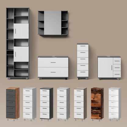 Livinity Bathroom furniture set "Eisak", White High gloss, 2 parts