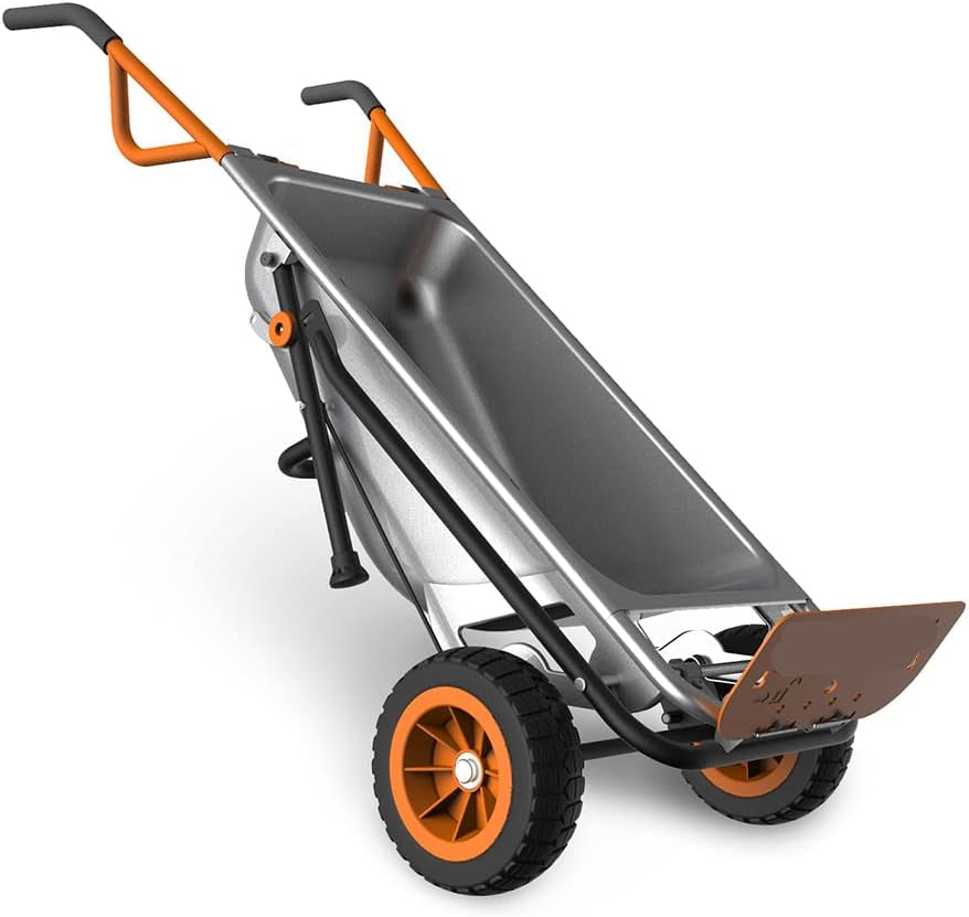 Kruiwagen - Steekwagen - 8-in-1 functie - met Massief Rubberen Banden - Tuinkar - Draaghulp - Vuilniszakhouder - Compact - voor Binnen  - Buiten - 106.5 x 46 x 30.5 cm - Zilver