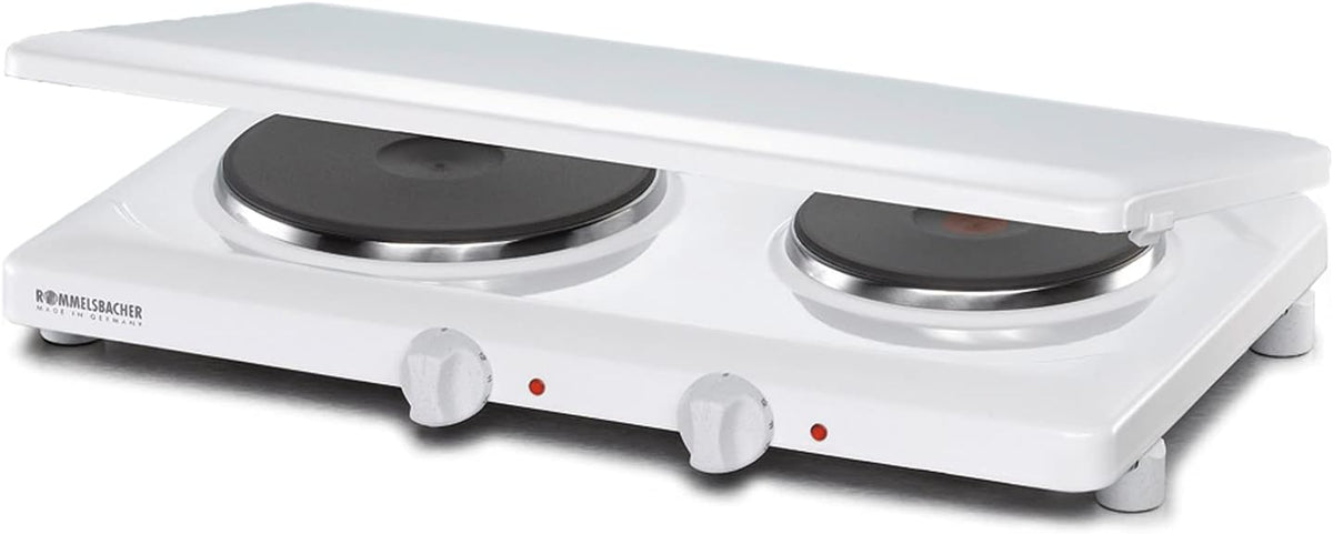 Dubbele Kookplaat – Elektrische Kookplaat – Twee Pits Kookplaat – Kooktoestel – Hotplate – Gietijzeren Platen – Traploze Temperatuurregeling – 3000W Vermogen - QUORE
