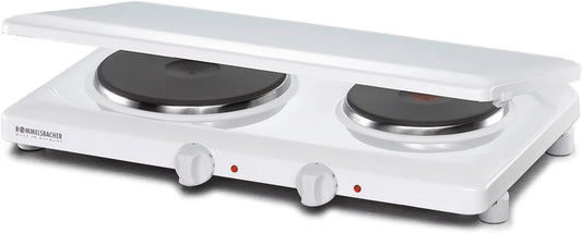 Dubbele Kookplaat – Elektrische Kookplaat – Twee Pits Kookplaat – Kooktoestel – Hotplate – Gietijzeren Platen – Traploze Temperatuurregeling – 3000W Vermogen - QUORE