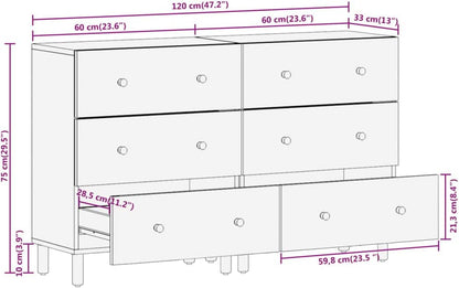 Zij-Kastjes – Opbergkast – Dressoirkast – Wandkast – Sideboard – Massief Mangohout – Stevige IJzeren Pooten – Set Van 2 – 60x33x75 cm