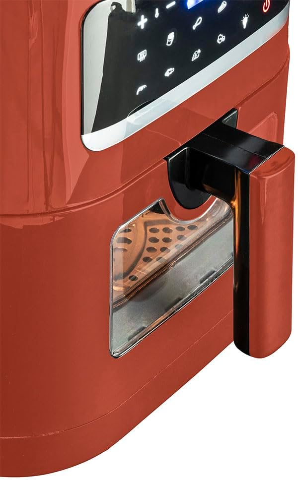 Luchtfriteuse 7 Liter Appelrood – Airfryer – Heteluchtfriteuse – Friteuse – Frituurpan – 9 Vooraf Ingestelde Programma’s – Instelbare Temperatuur 50 Tot 200 °C
