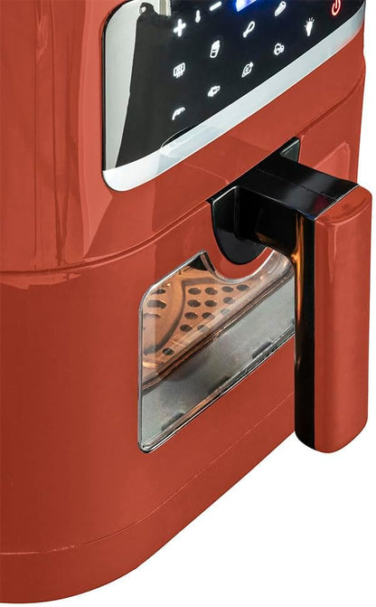 Luchtfriteuse 7 Liter Appelrood – Airfryer – Heteluchtfriteuse – Friteuse – Frituurpan – 9 Vooraf Ingestelde Programma’s – Instelbare Temperatuur 50 Tot 200 °C