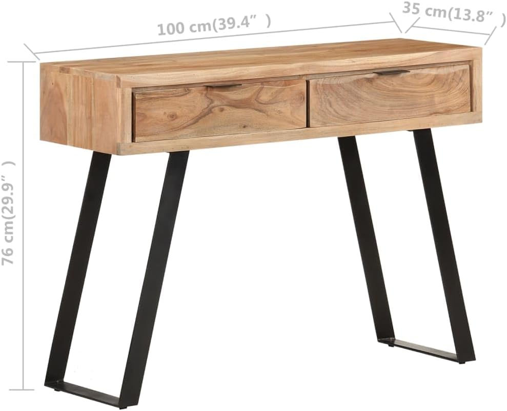 vidaXL Solid Acacia Wood Wall Table with Natural Edge Furniture Console Console Table Haltable Wall Tables Table Haltable Corridor Table Furniture