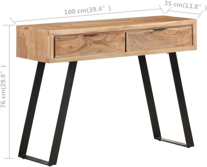 vidaXL Solid Acacia Wood Wall Table with Natural Edge Furniture Console Console Table Haltable Wall Tables Table Haltable Corridor Table Furniture