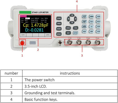 Irfora Digitale LCR-benchmeter 100Hz-10KHz zeer nauwkeurig digitaal meetapparaat weerstand inductie capaciteitstester 0,1% nauwkeurigheid 3,5 inch LCD-display