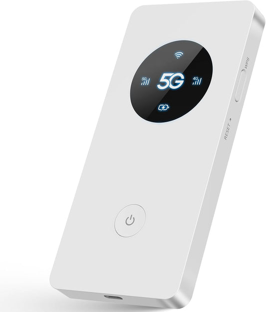 Mobiele draadloze mobiele hotspot 5G LTE Sim Router 2 Gbps, 5000mAh batterij, oplaadbare batterij, WLAN USB-modem, draadloos, zonder configuratie, voor reizen en werk. Niet navigeren, APN
