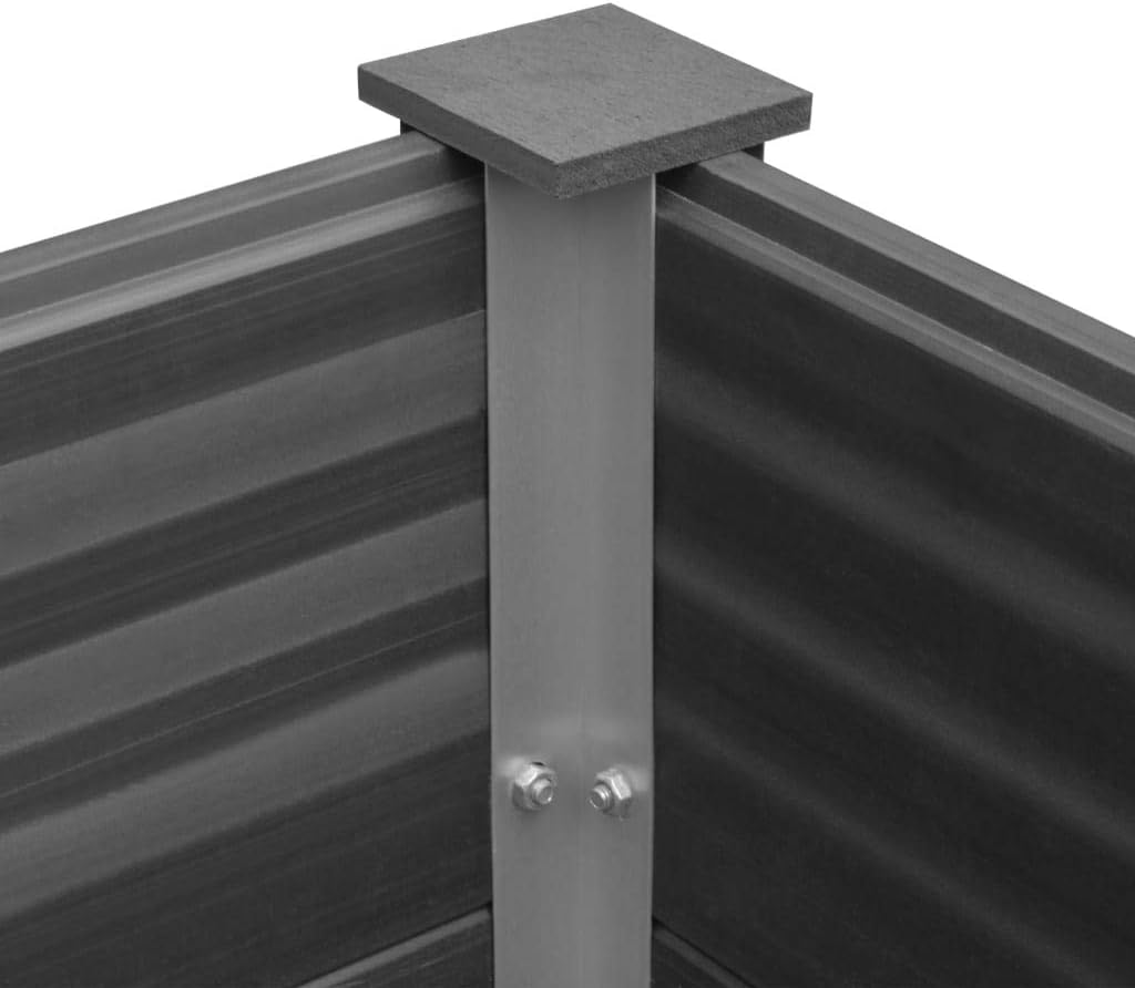 Planter WPC Planter Garden Outdoor Flower Box Raised Flower Bed Bottom Open Grey 150 x 50 x 54 cm (L x W x H) Wall Thickness 30mm - QUORE