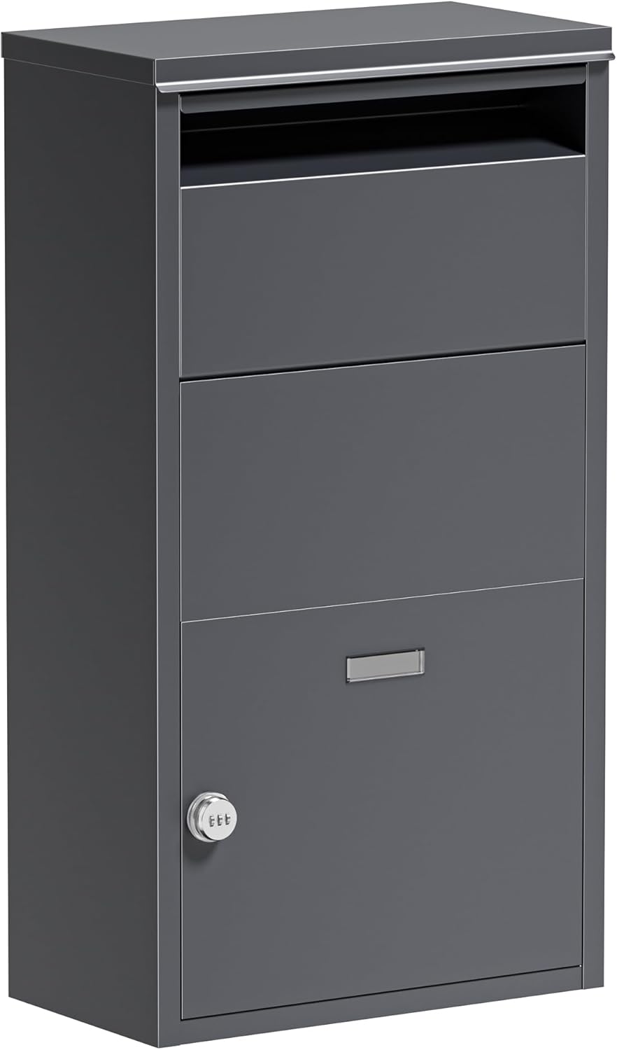 Wiltec parcel box anthracite 410 x 220 x 750 mm, parcel box for home, private package reception suitable for parcels and parcels, standing mailbox made of steel